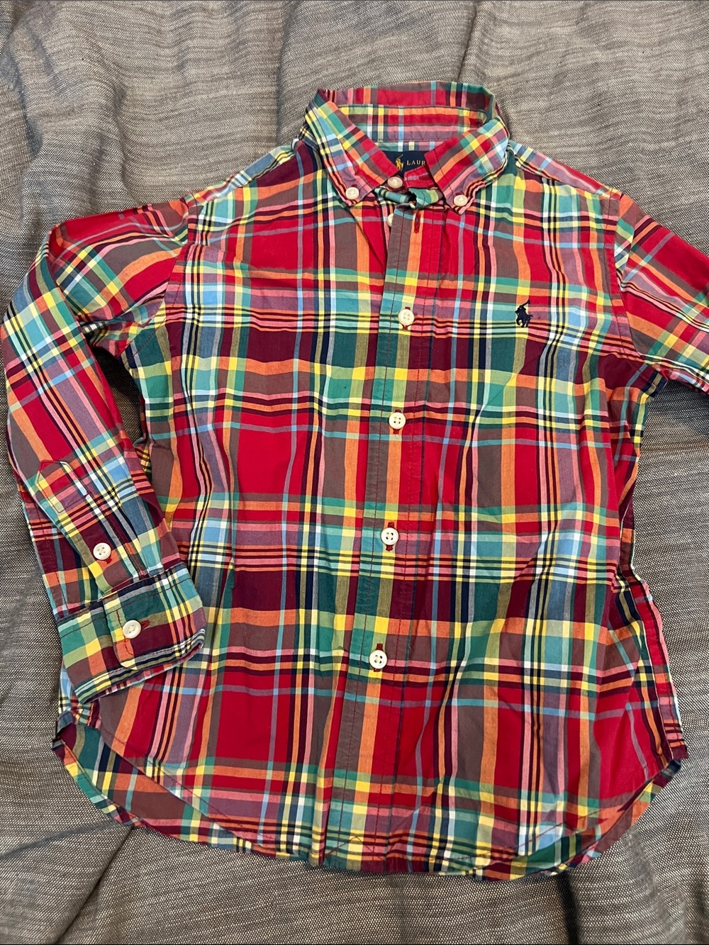 Ralph Lauren Red Multicolor Plaid Kids Button-Up Shirt